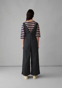 V-Neck Cotton Linen Twill Jumpsuit | Slate -Falke Store WAOUS11 4