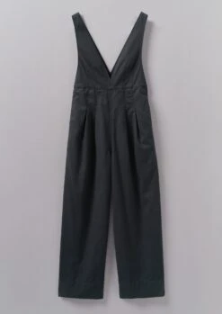 V-Neck Cotton Linen Twill Jumpsuit | Slate