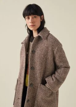 Patch Pocket Twill Coat | Brown/Ecru 13 Patch Pocket Twill Coat | Brown/Ecru -Falke Store WCOTW03 3