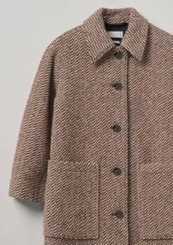 Patch Pocket Twill Coat | Brown/Ecru 17 Patch Pocket Twill Coat | Brown/Ecru -Falke Store WCOTW03 7