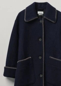 Blanket Stitch Indigo Coat | Indigo -Falke Store WCOTW08 11