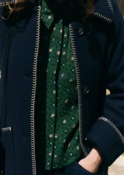 Blanket Stitch Indigo Coat | Indigo -Falke Store WCOTW08 2