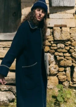 Blanket Stitch Indigo Coat | Indigo -Falke Store WCOTW08 3