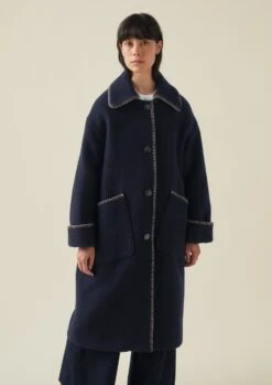 Blanket Stitch Indigo Coat | Indigo -Falke Store WCOTW08 8