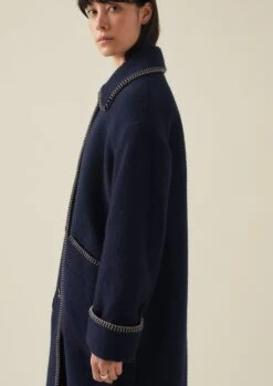 Blanket Stitch Indigo Coat | Indigo -Falke Store WCOTW08 9
