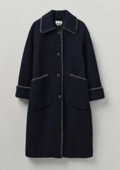 Blanket Stitch Indigo Coat | Indigo