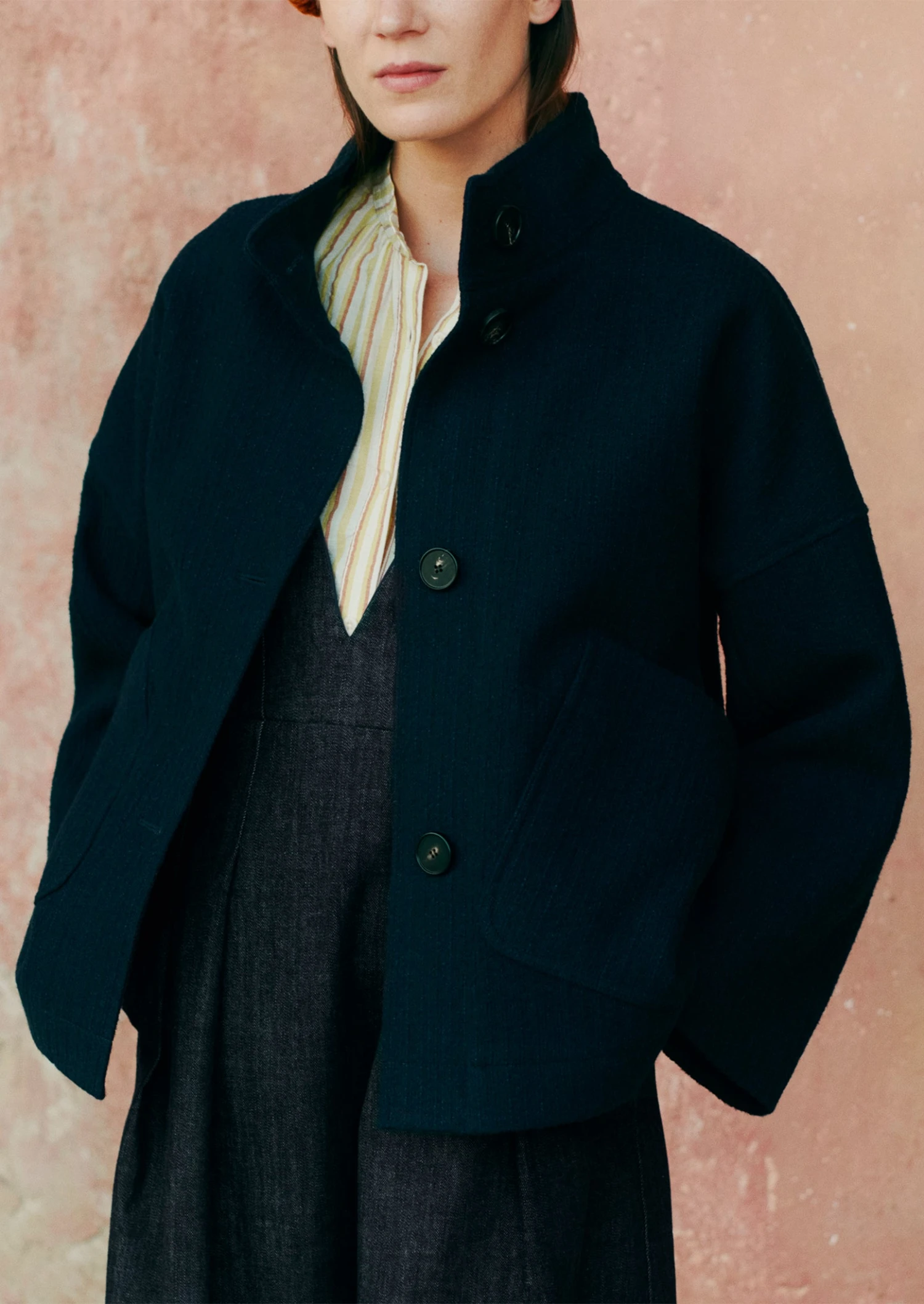 Short A Line Indigo Coat | Indigo 4 Short A Line Indigo Coat | Indigo - Image 2