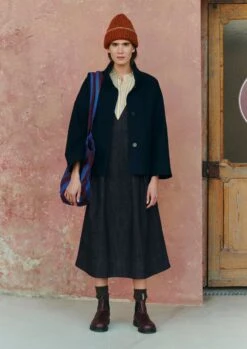 Short A Line Indigo Coat | Indigo 14 Short A Line Indigo Coat | Indigo -Falke Store WCOTW11 2