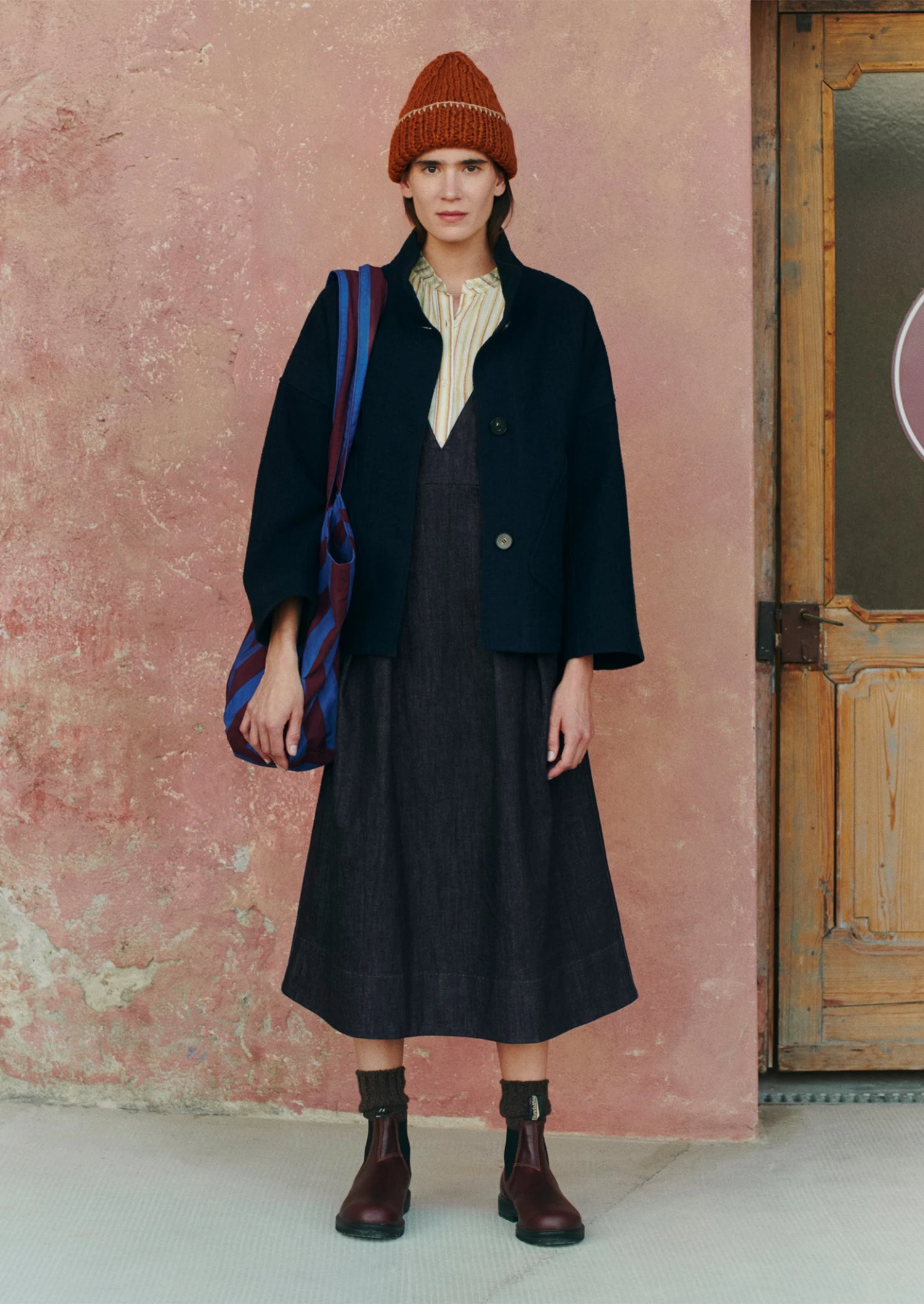 Short A Line Indigo Coat | Indigo 5 Short A Line Indigo Coat | Indigo - Image 3