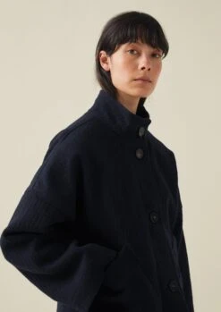 Short A Line Indigo Coat | Indigo 15 Short A Line Indigo Coat | Indigo -Falke Store WCOTW11 3