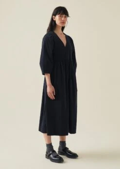 Maya Organic Cotton Needlecord Dress | Blue Slate -Falke Store WDRTW08 6
