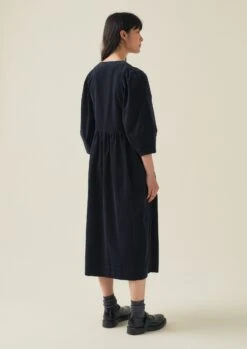 Maya Organic Cotton Needlecord Dress | Blue Slate -Falke Store WDRTW08 8