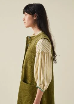 Organic Cord Sleeveless Tunic Dress | Woodland Green -Falke Store WDRTW17 11