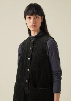 Organic Cord Sleeveless Tunic Dress | Brown Slate -Falke Store WDRTW17 3