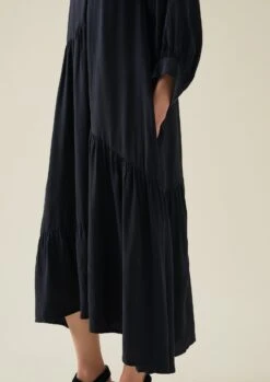 Tiered Crinkle Twill Dress | Midnight -Falke Store WDRTW19 11