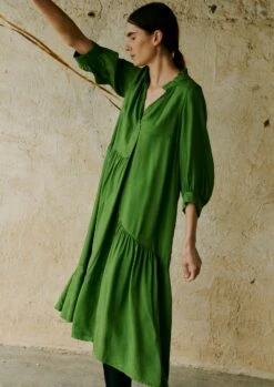 Tiered Crinkle Twill Dress | Spruce 13 Tiered Crinkle Twill Dress | Spruce -Falke Store WDRTW19 2