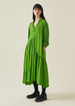 Tiered Crinkle Twill Dress | Spruce 14 Tiered Crinkle Twill Dress | Spruce -Falke Store WDRTW19 3