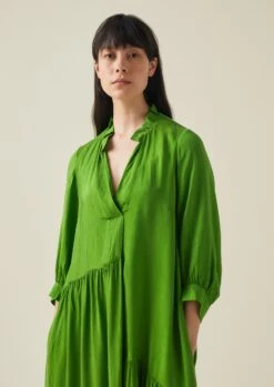 Tiered Crinkle Twill Dress | Spruce 15 Tiered Crinkle Twill Dress | Spruce -Falke Store WDRTW19 4