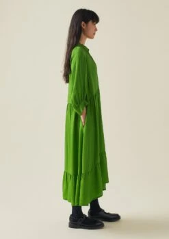 Tiered Crinkle Twill Dress | Spruce 17 Tiered Crinkle Twill Dress | Spruce -Falke Store WDRTW19 6