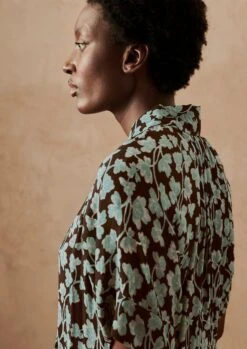 Bryn Tie Neck Etched Clover Dress | Flax Blue 13 Bryn Tie Neck Etched Clover Dress | Flax Blue -Falke Store WDRUS03 2