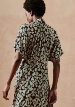 Bryn Tie Neck Etched Clover Dress | Flax Blue 14 Bryn Tie Neck Etched Clover Dress | Flax Blue -Falke Store WDRUS03 3