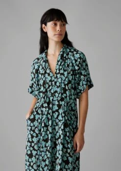 Bryn Tie Neck Etched Clover Dress | Flax Blue 16 Bryn Tie Neck Etched Clover Dress | Flax Blue -Falke Store WDRUS03 5