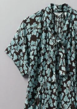 Bryn Tie Neck Etched Clover Dress | Flax Blue 19 Bryn Tie Neck Etched Clover Dress | Flax Blue -Falke Store WDRUS03 8