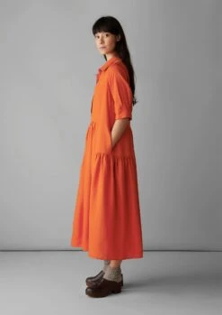 Tiered Twill Shirt Dress | Nasturtium -Falke Store WDRUS05 5