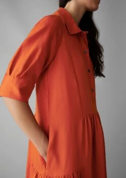 Tiered Twill Shirt Dress | Nasturtium -Falke Store WDRUS05 6