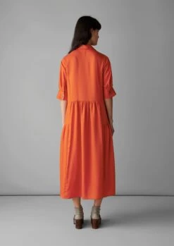 Tiered Twill Shirt Dress | Nasturtium -Falke Store WDRUS05 7