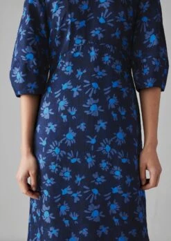 Rounded Sleeve Painted Daisy Dress | Slate/Enamel -Falke Store WDRUS12 3