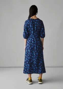 Rounded Sleeve Painted Daisy Dress | Slate/Enamel -Falke Store WDRUS12 4