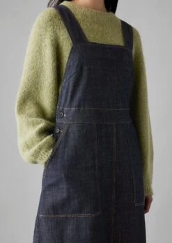 Side Button Denim Pinafore Dress | Indigo -Falke Store WDRUS24 2