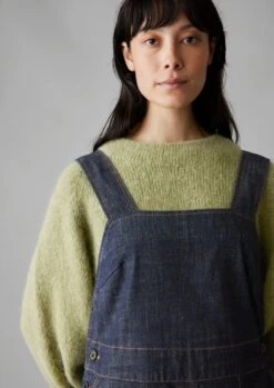 Side Button Denim Pinafore Dress | Indigo -Falke Store WDRUS24 4