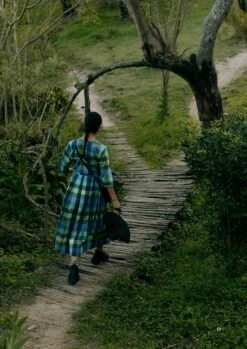 Cabin Check Organic Cotton Dress | Juniper -Falke Store WDRUS31 2