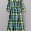 Cabin Check Organic Cotton Dress | Juniper -Falke Store WDRUS31 juniper 0