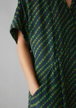 Bryn Trellis Print Crepe Dress | Slate -Falke Store WDRUS34 3