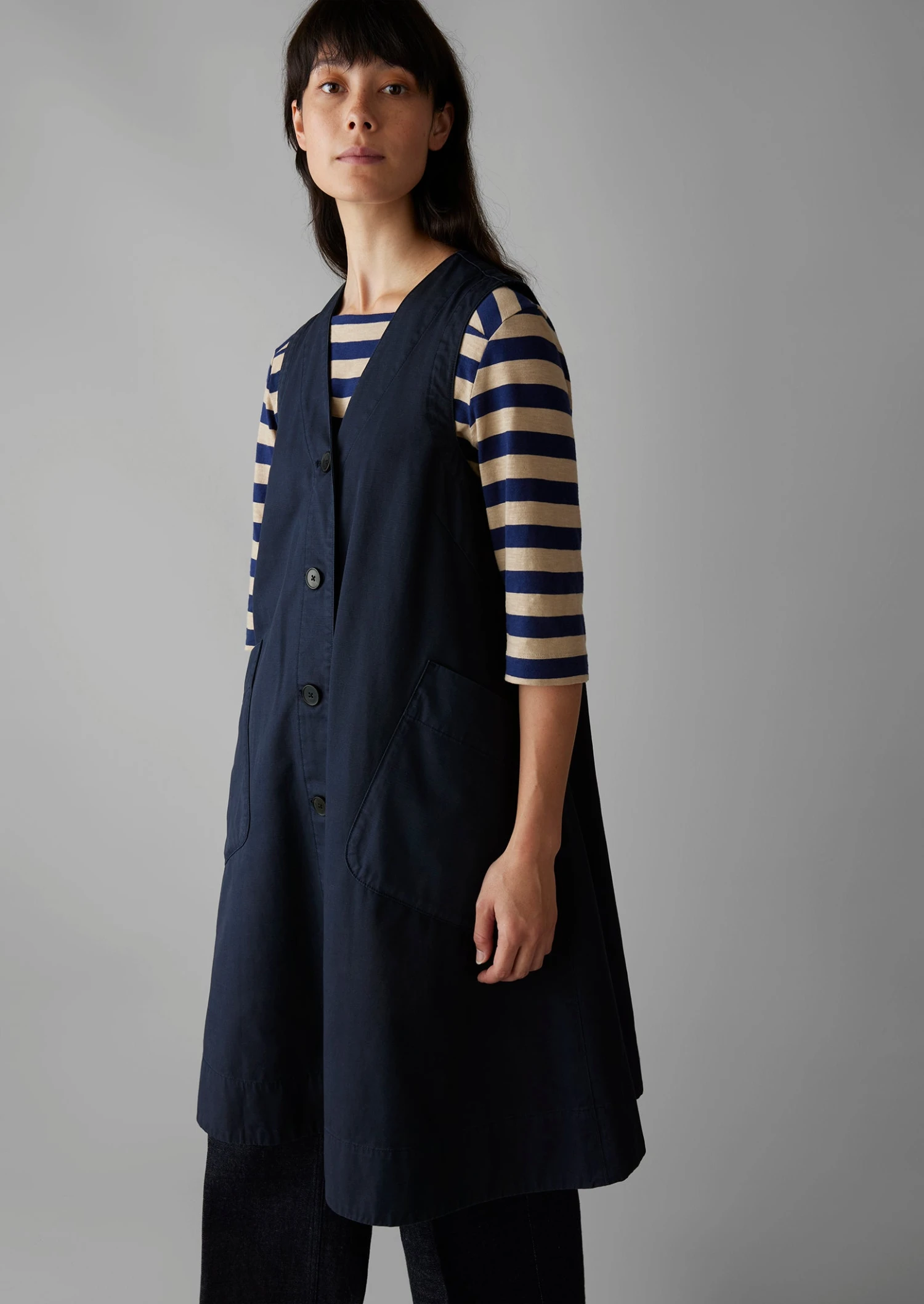 Buttoned A Line Organic Cotton Dress | Liquorice 4 Buttoned A Line Organic Cotton Dress | Liquorice - Image 2