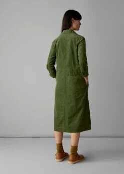 Open Collar Needlecord Shirt Dress | Propagator Green -Falke Store WDRUS49 10