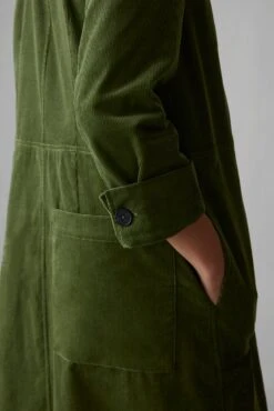 Open Collar Needlecord Shirt Dress | Propagator Green -Falke Store WDRUS49 11