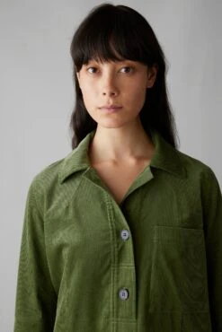 Open Collar Needlecord Shirt Dress | Propagator Green -Falke Store WDRUS49 8