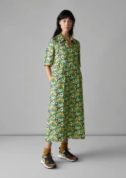 Trailing Nasturtium Print Dress | Garden Green -Falke Store WDRUS55 3