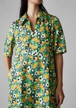 Trailing Nasturtium Print Dress | Garden Green -Falke Store WDRUS55 4