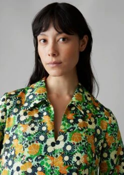 Trailing Nasturtium Print Dress | Garden Green -Falke Store WDRUS55 6