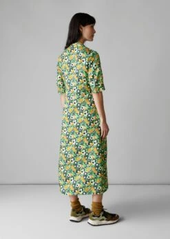 Trailing Nasturtium Print Dress | Garden Green -Falke Store WDRUS55 7