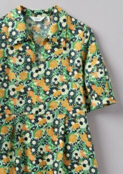 Trailing Nasturtium Print Dress | Garden Green -Falke Store WDRUS55 8