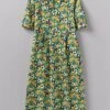 Trailing Nasturtium Print Dress | Garden Green -Falke Store WDRUS55 gardengreen 0