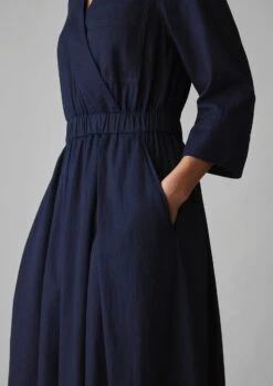 Indigo Cotton Twill Dress | Indigo -Falke Store WDRUS66 2