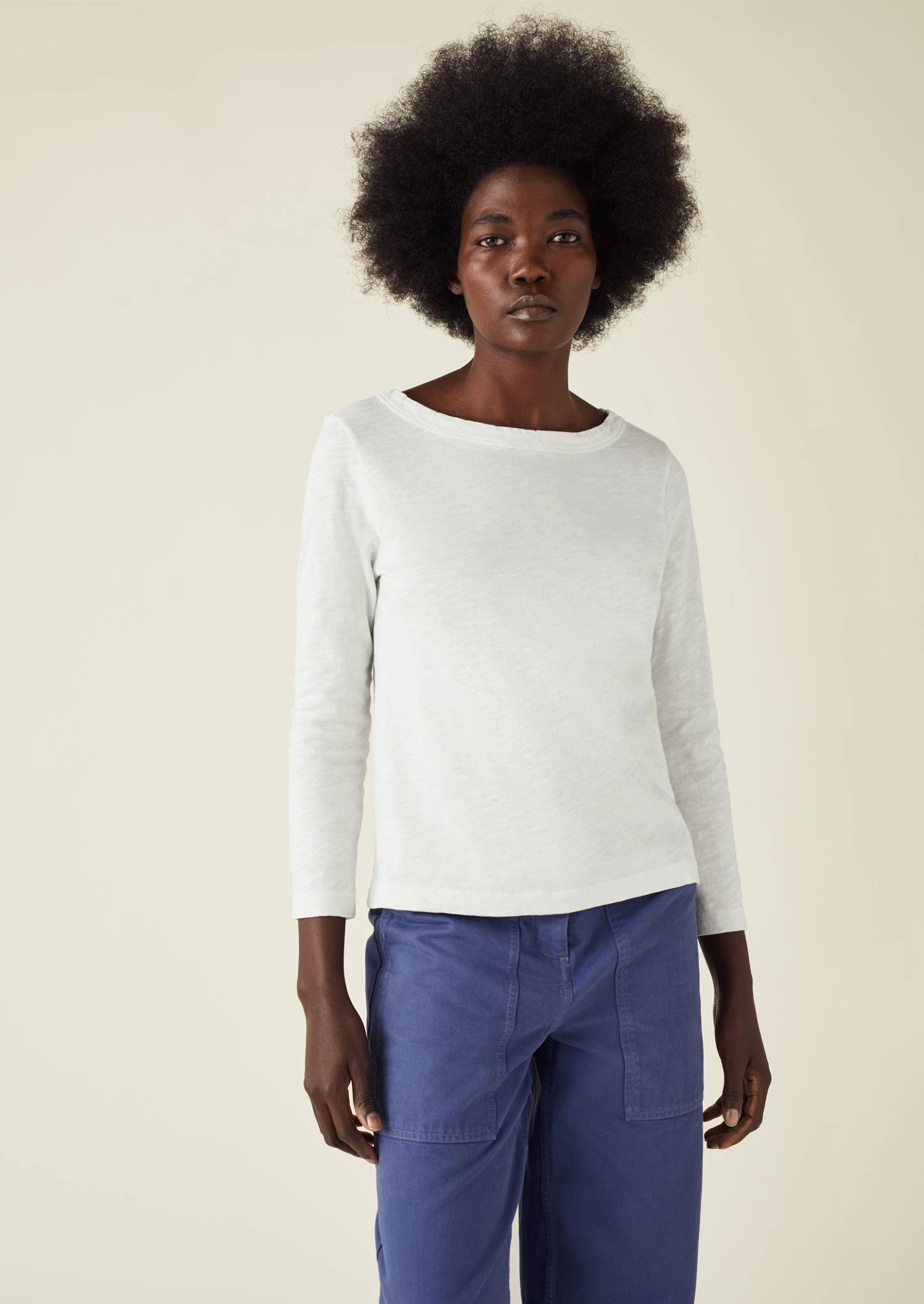 Garment Dyed Boat Neck Tee | Chalk 4 Garment Dyed Boat Neck Tee | Chalk - Image 2