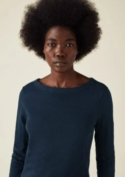 Garment Dyed Boat Neck Tee | Dark Navy -Falke Store WJETS03 8